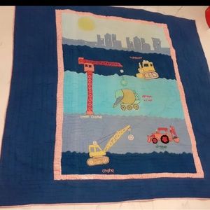 Vintage Freckles BlueTwin Quilt. Patched Contruction Cars/ embroidered names